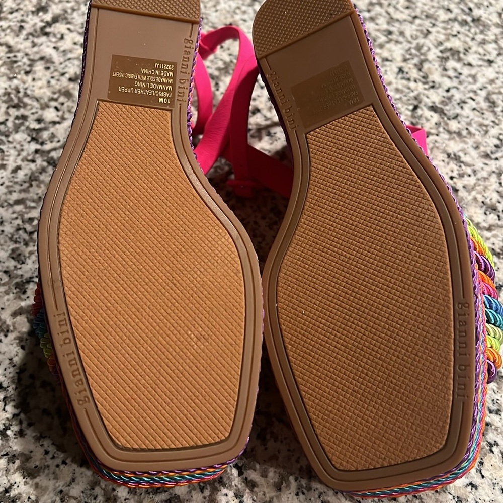 Gianni Bini Leena Rainbow Platform Cord Knot Wedge Sandals - Picture 7 of 9